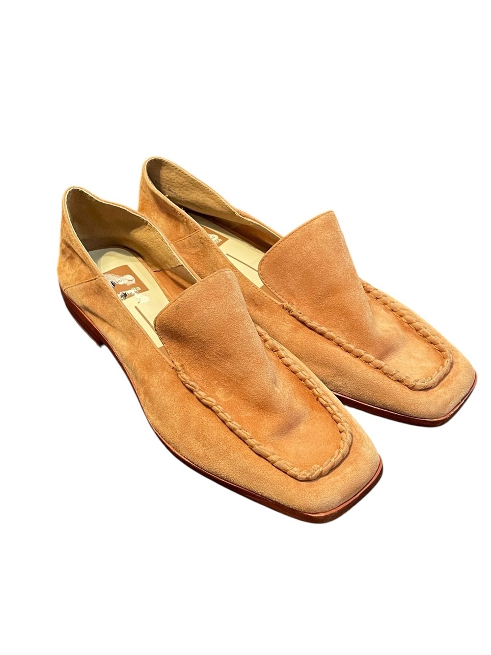 Dolce Vita Women's Brown Suede Beny Loafer Square Toe Flat Slip On Shoes Size 7